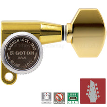 Load image into Gallery viewer, NEW Gotoh SG360-07 MGT L3+R4 Locking Tuners 7-STRING SMALL Buttons 3x4 - GOLD