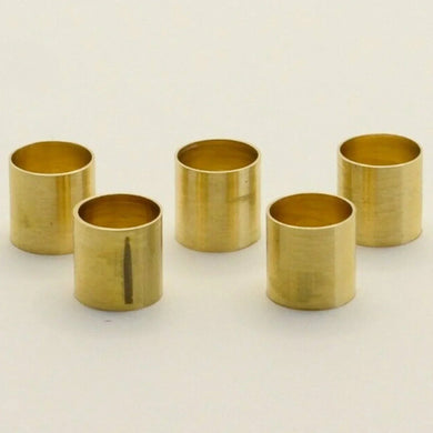 (5) Brass Pot Knob Adapter Sleeves for Guitar/Bass Convert Pots Metric to 1/4 in