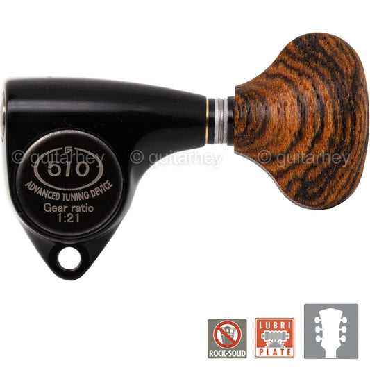NEW Gotoh SGV510Z-RL5 Tuners L3+R3 Guitar Tuning Keys 1:21 Ratio, 3x3 - BLACK