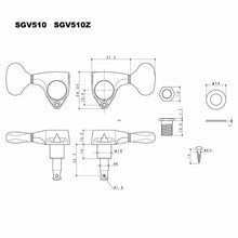 Load image into Gallery viewer, NEW Gotoh SGV510Z-RL5 Tuners L3+R3 Guitar Tuning Keys 1:21 Ratio, 3x3 - BLACK