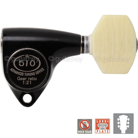 NEW Gotoh SGV510Z-M07 Tuners L3+R3 Guitar Tuning Keys 1:21 Ratio, 3x3 - BLACK