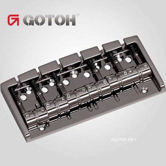 NEW Gotoh 404SJ-6 6-String Bass Bridge MULTI TONAL Steel Saddles - COSMO BLACK