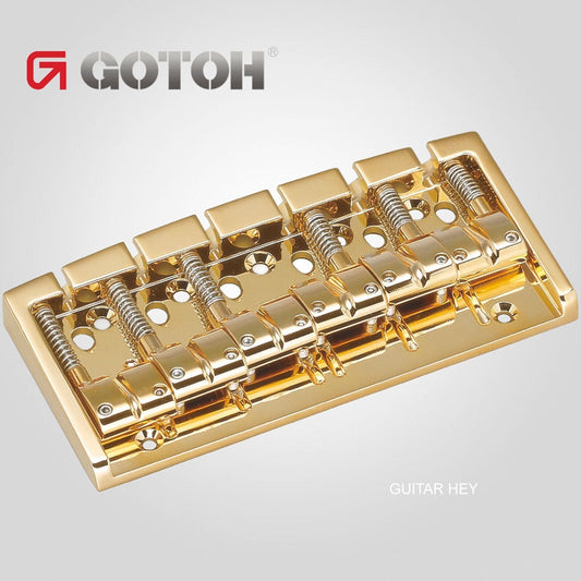 NEW Gotoh 404BO-6 6-String Bass Bridge MULTI TONAL Brass Saddles - GOLD
