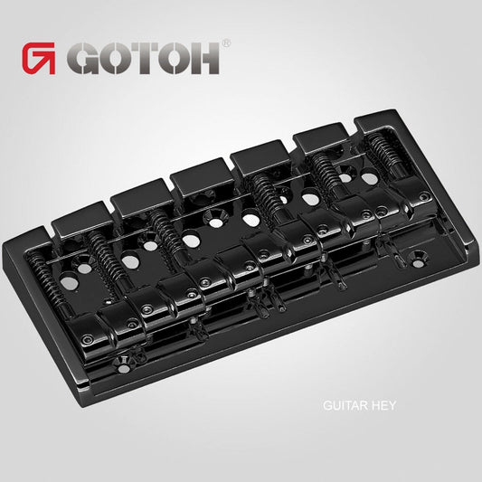 NEW Gotoh 404BO-6 6-String Bass Bridge MULTI TONAL Brass Saddles - BLACK