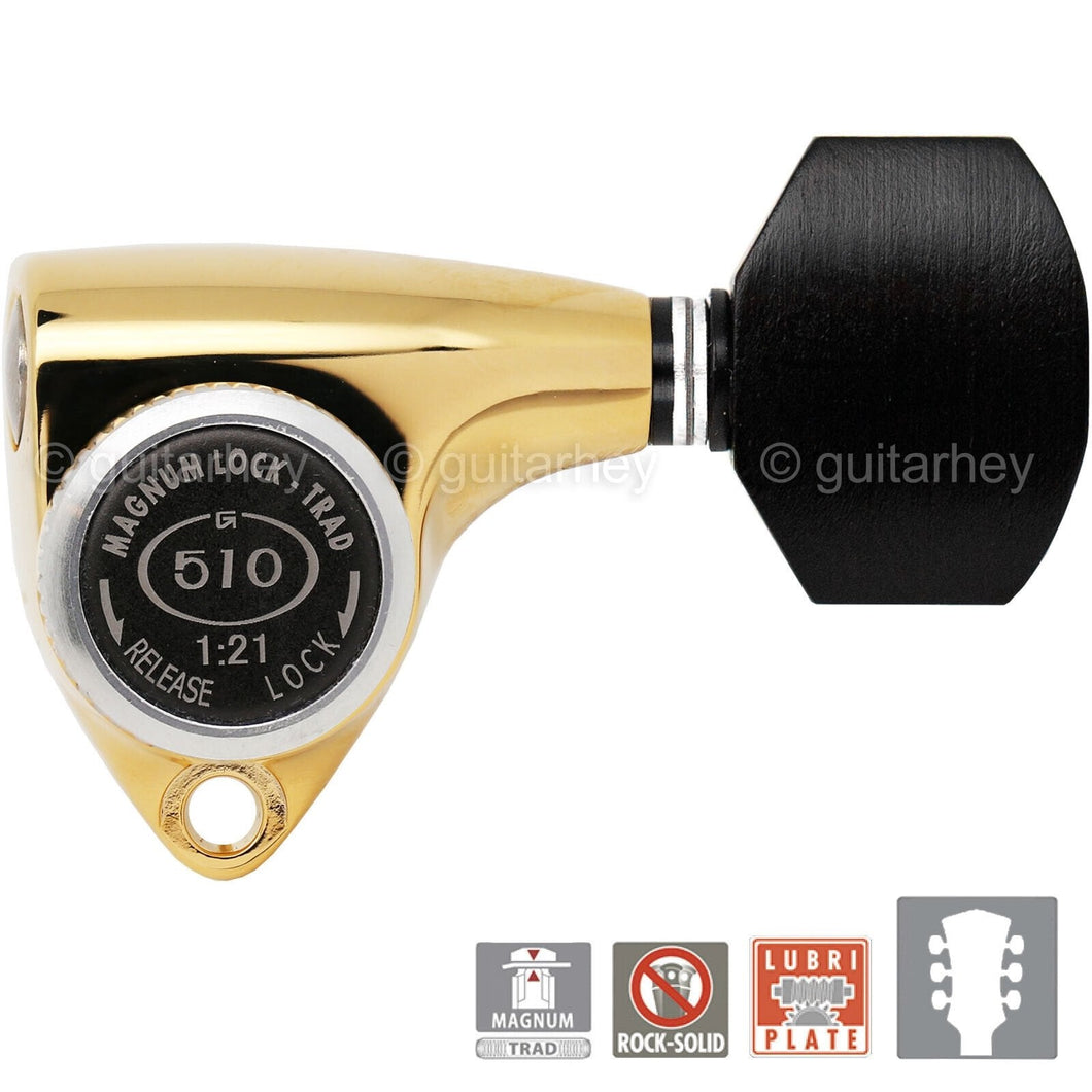 NEW Gotoh SGV510Z-EN07 MGT L3+R3 LOCKING Tuners 21:1 Gear Ratio 3x3 - GOLD