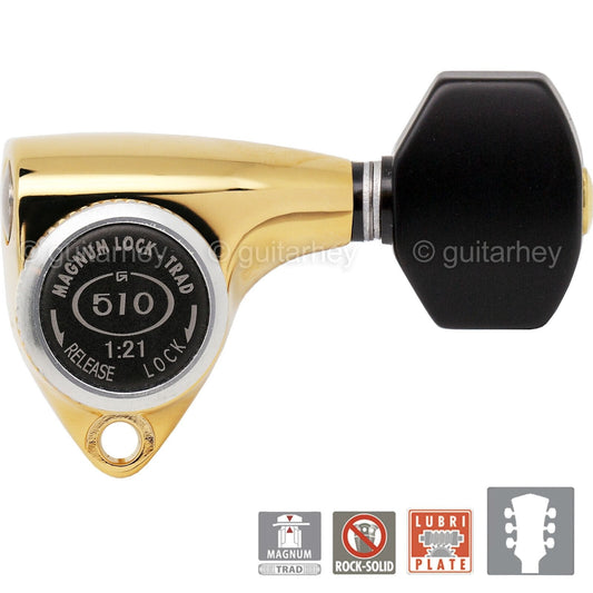 NEW Gotoh SGV510Z-B07 MGT L3+R3 LOCKING Tuners 21:1 Gear Ratio 3x3 - GOLD