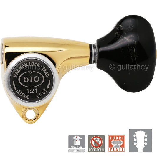 NEW Gotoh SGV510Z-FL5 MGT L3+R3 LOCKING Tuners 21:1 Gear Ratio 3x3 - GOLD