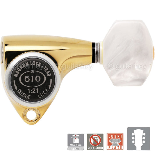 NEW Gotoh SGV510Z-P7 MGT L3+R3 LOCKING Tuners 21:1 Gear Ratio 3x3 - GOLD