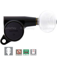 Load image into Gallery viewer, NEW Gotoh SG381-05P1 MG L3+R3 Set LOCKING Mini Tuners OVAL PEARLOID 3x3 - BLACK