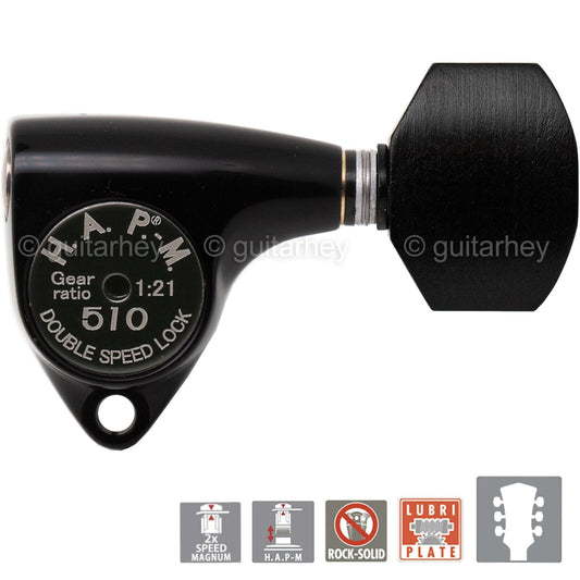 NEW Gotoh SGV510Z-EN07 HAPM L3+R3 Locking Tuners Adjustabl Post Height 3x3 BLACK