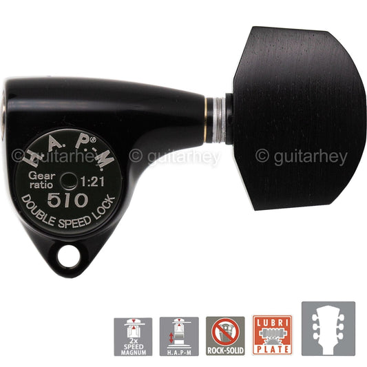 NEW Gotoh SGV510Z-EN01 HAPM L3+R3 Locking Tuners Adjustabl Post Height 3x3 BLACK