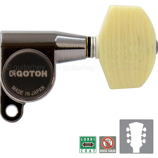 NEW Gotoh SG360-M01 Tuners Schaller Style Mini Keys Ivory SET 3x3 - COSMO BLACK