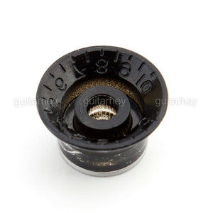 NEW Set 4 Bell Top Hat Knobs Gibson® Style BLACK Gold Plate METRIC Tone Volume