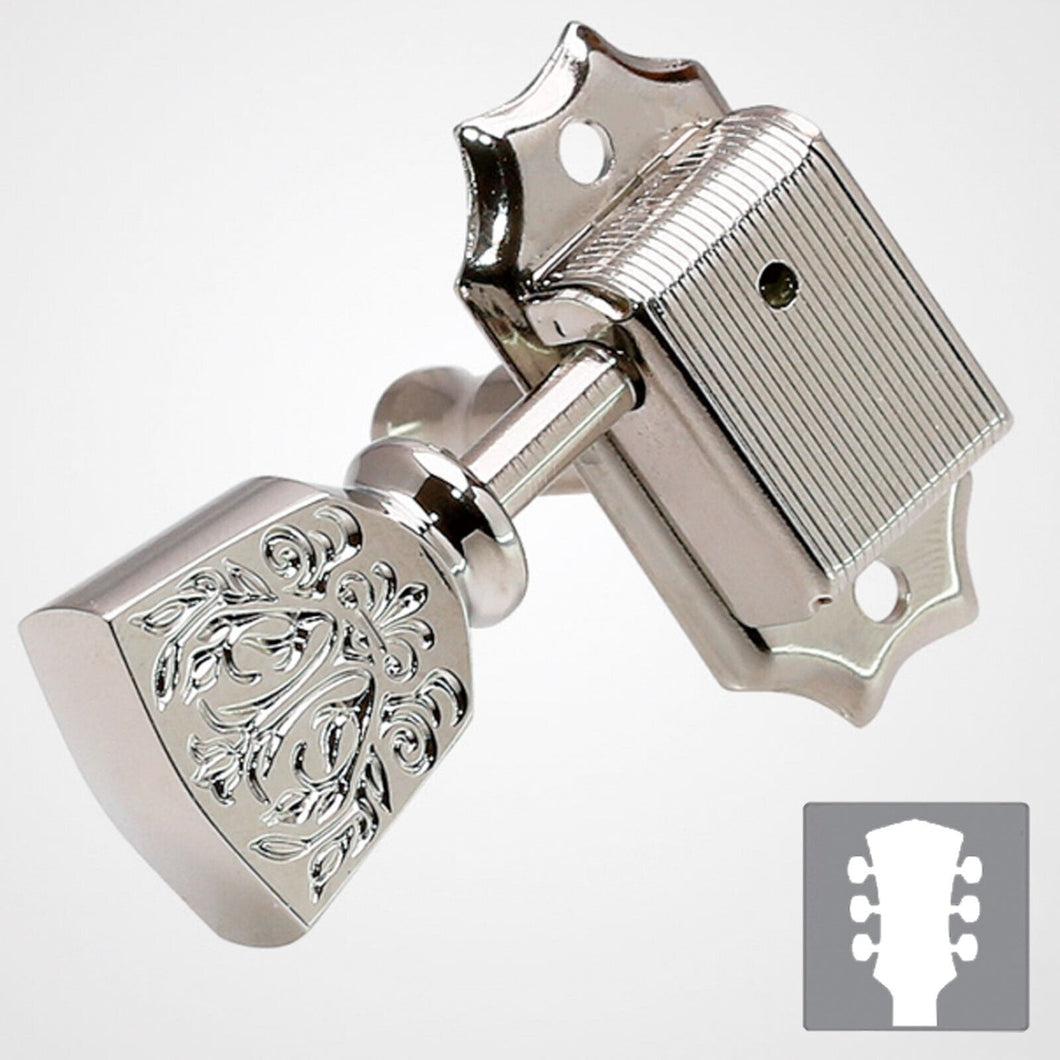 NEW Gotoh SD90-LX01 L3+R3 LUXURY Mode Tuners Set Tuning Keys Engraved 3x3 NICKEL