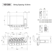 Load image into Gallery viewer, Wilkinson Gotoh VS1300 Vibrato 2 Point Intonation String Locking Bridge - CHROME