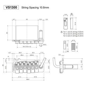 Wilkinson Gotoh VS1300 Vibrato 2 Point Intonation String Locking Bridge - CHROME