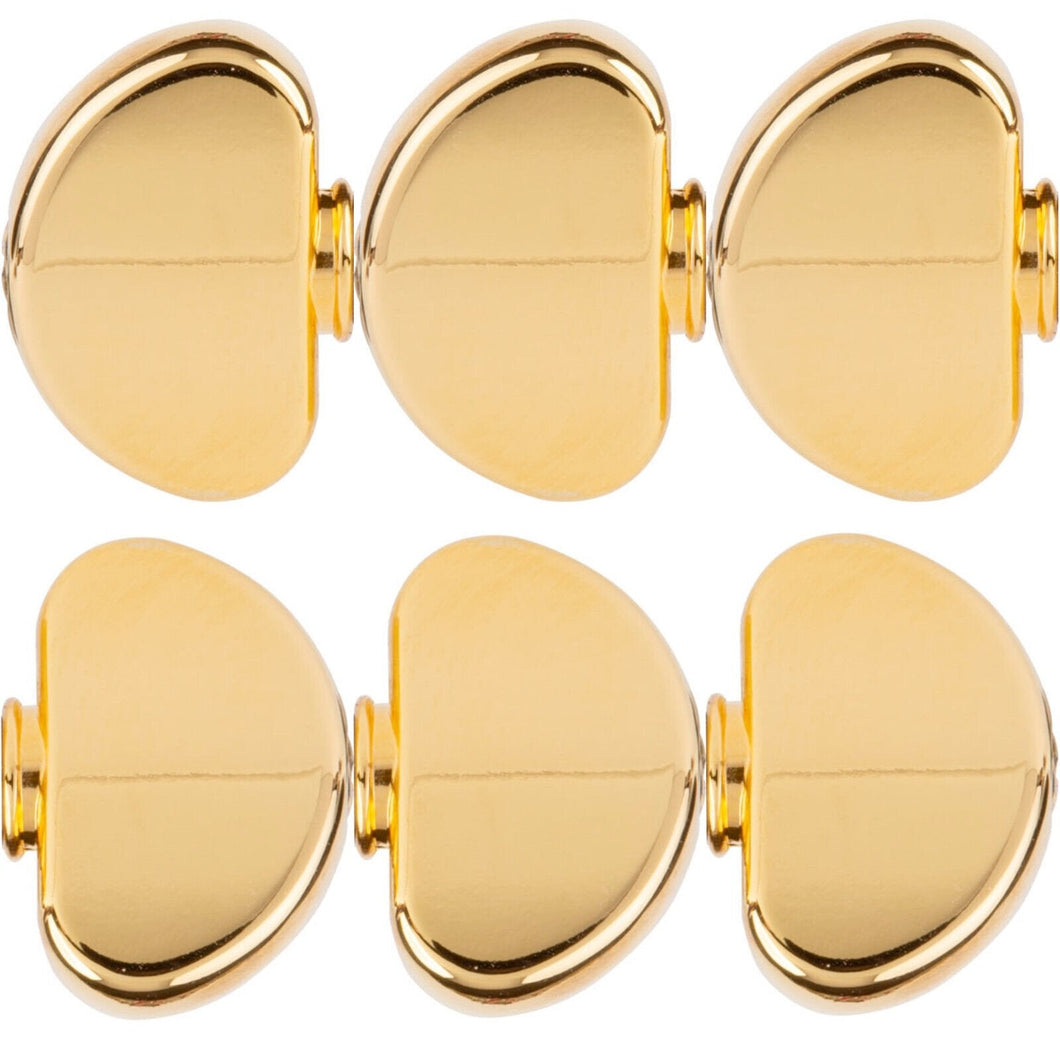 NEW (6) Grover Replacement Large Domed Buttons w/ Screws for Tuning Key - GOLD