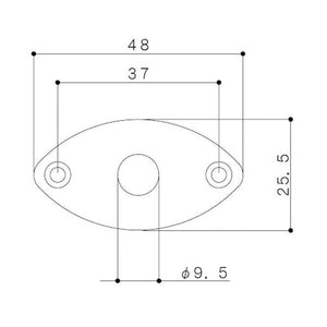 RELIC Oval Curved Footbal Style Jack Plate for Guitar - ANTIQUE AGED NICKEL