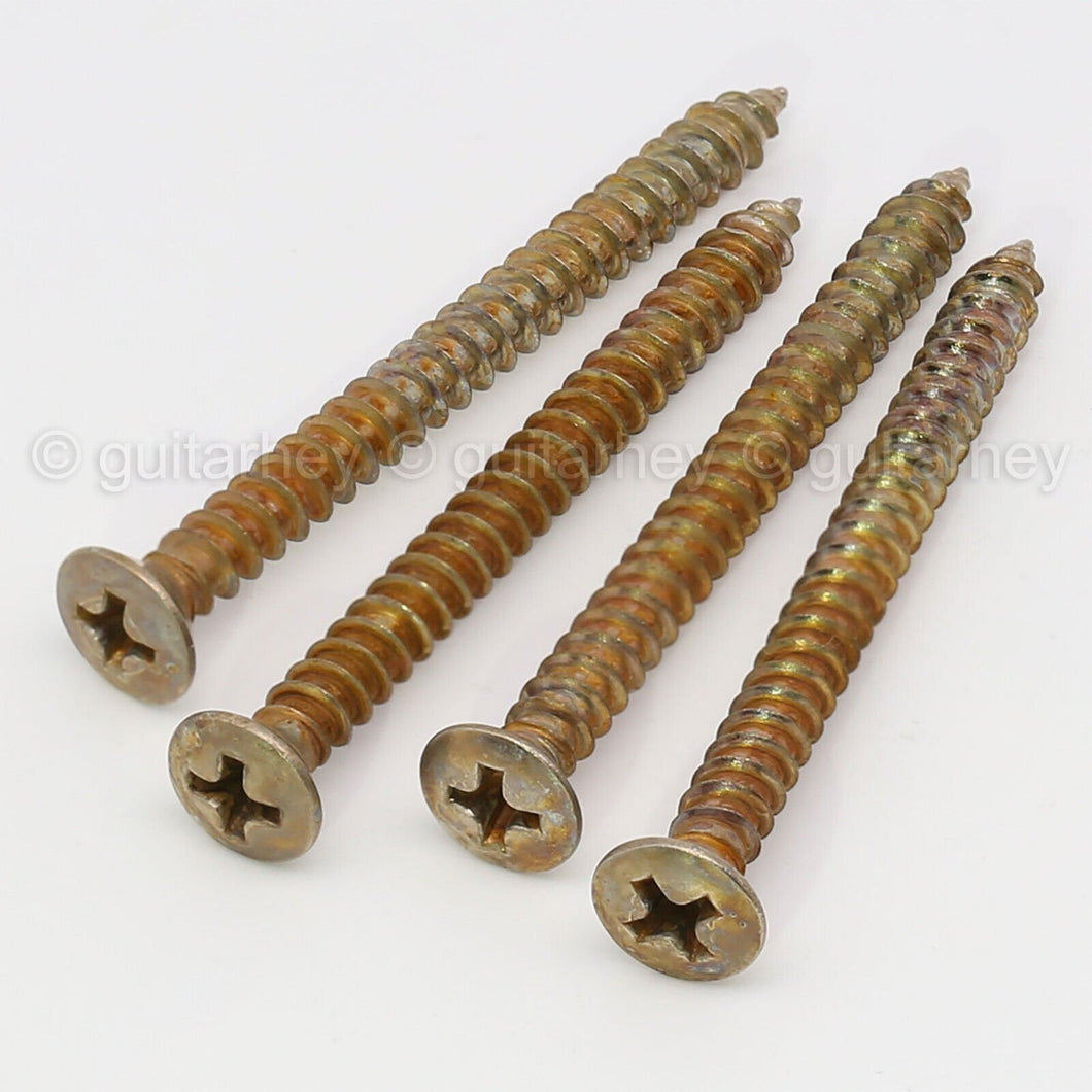 (4) RELIC Neck Plate Screws for Fender Stratocaster Telecaster Tele Bass AGED NK