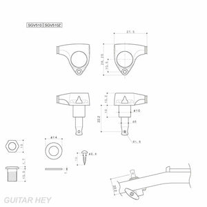NEW Gotoh SGV510Z-A20LX Luxury Mode L3+R3 SET Tuning Keys 1:21 Ratio 3x3, CHROME