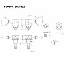 Load image into Gallery viewer, NEW Gotoh SGV510Z-VL5 Tuners L3+R3 Guitar Tuning Keys 1:21 Ratio, 3x3 - CHROME