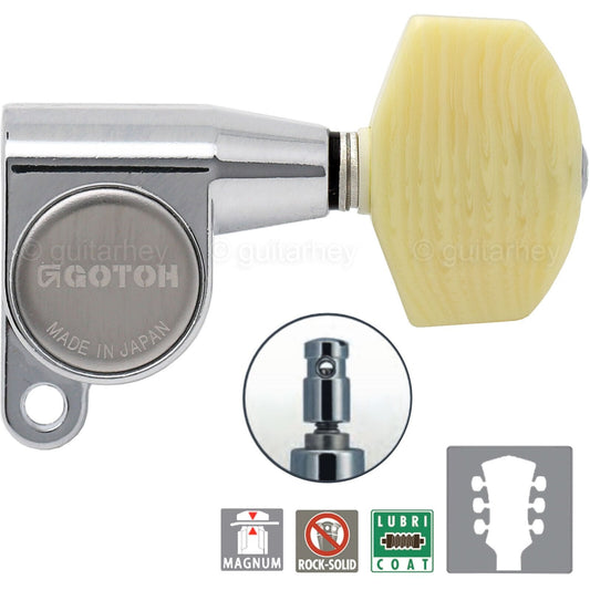 NEW Gotoh SG360-M01 MG Magnum Locking Tuners L3+R3 Set Large Ivory 3x3 - CHROME
