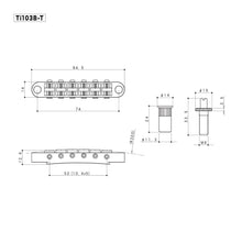 Load image into Gallery viewer, NEW Gotoh Ti103B-T Nashville Tune-o-matic Bridge M8 Stud Titanium Saddles NICKEL