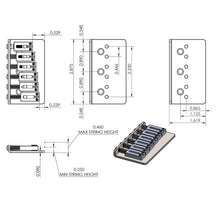 Load image into Gallery viewer, NEW Hipshot 6 String Hardtail Fixed Bridge .446 Spacing - STAINLESS STEEL