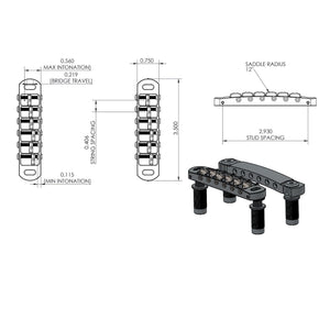 NEW Hipshot 6 String Tone-A-Matic Guitar Bridge and Tailpiece Notched - GOLD