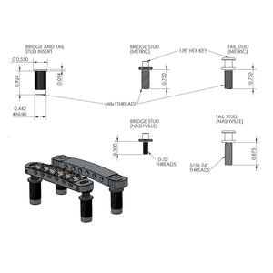 NEW Hipshot 6 String Tone-A-Matic Guitar Bridge and Tailpiece Notched - GOLD