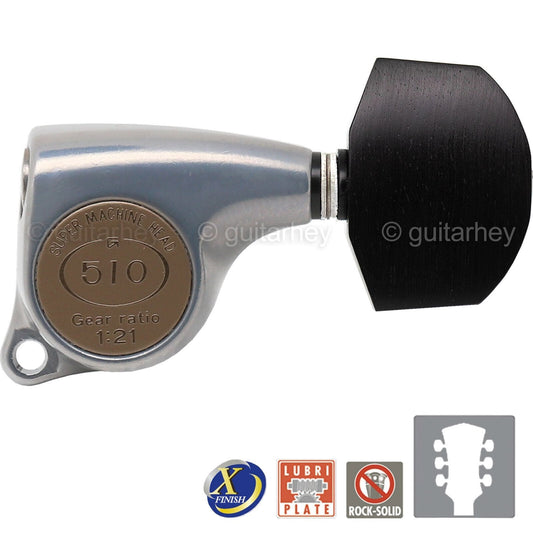 NEW Gotoh SGL510Z-EN01 Tuning Keys Set 1:21 Ratio 3x3 - ANTIQUE X-FINISH CHROME