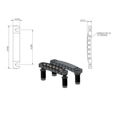 Load image into Gallery viewer, NEW Hipshot 6 String Tone-A-Matic Guitar Bridge and Tailpiece Notched - BLACK