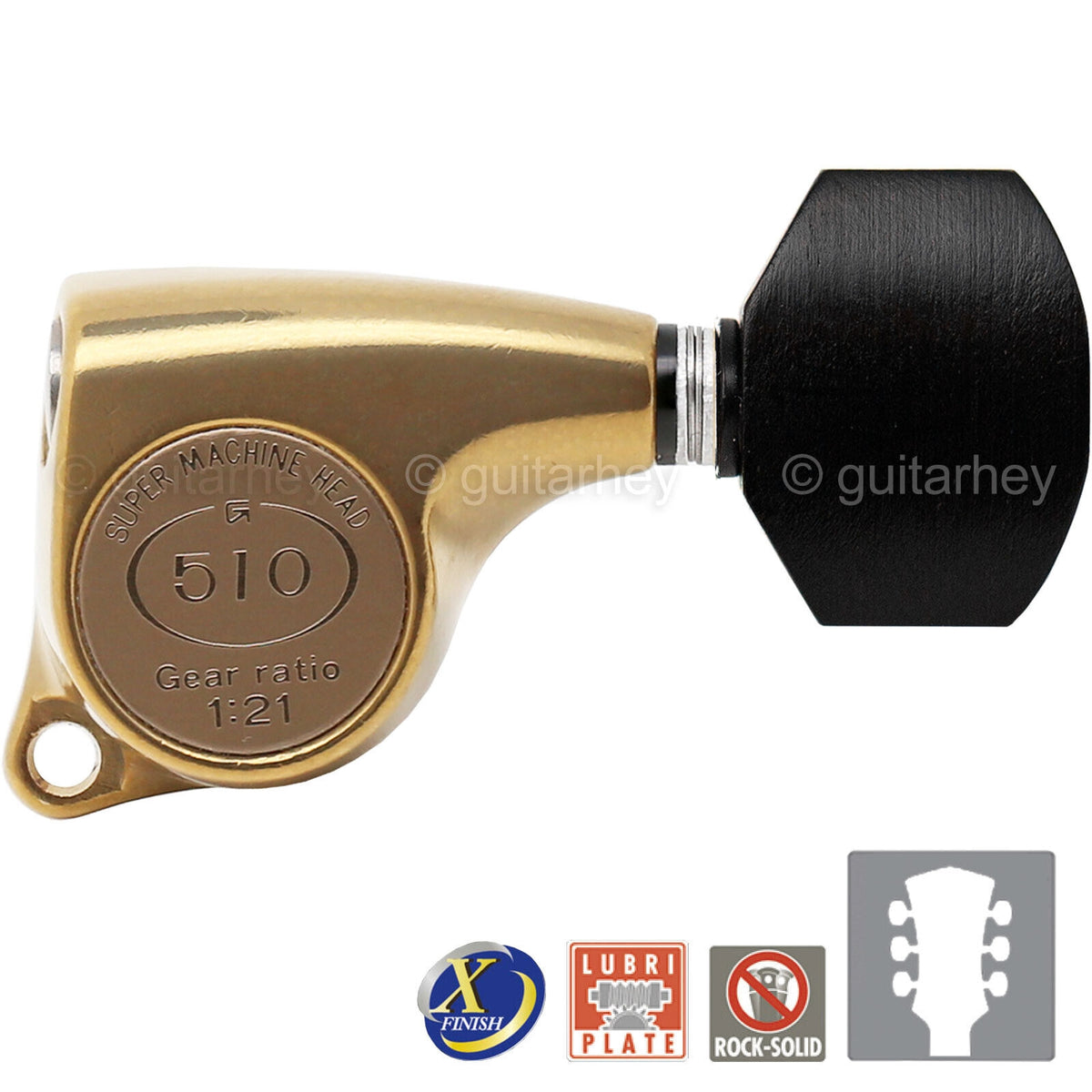 NEW Gotoh SGL510Z-EN07 Tuning Keys 1:21 EBONY Button 3x3 - ANTIQUE X-FINISH GOLD