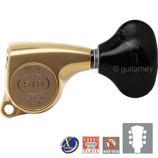 NEW Gotoh SGL510Z-FL5 Tuning Keys 1:21 Gear Ratio 3x3 - ANTIQUE X-FINISH GOLD