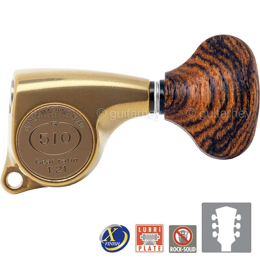 NEW Gotoh SGL510Z-RL5 Tuning Keys 1:21 Gear Ratio 3x3 - ANTIQUE X-FINISH GOLD