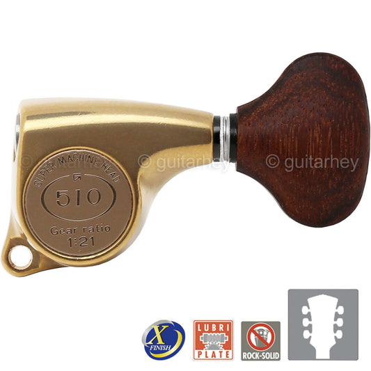 NEW Gotoh SGL510Z-GL5 Tuning Keys 1:21 Gear Ratio 3x3 - ANTIQUE X-FINISH GOLD