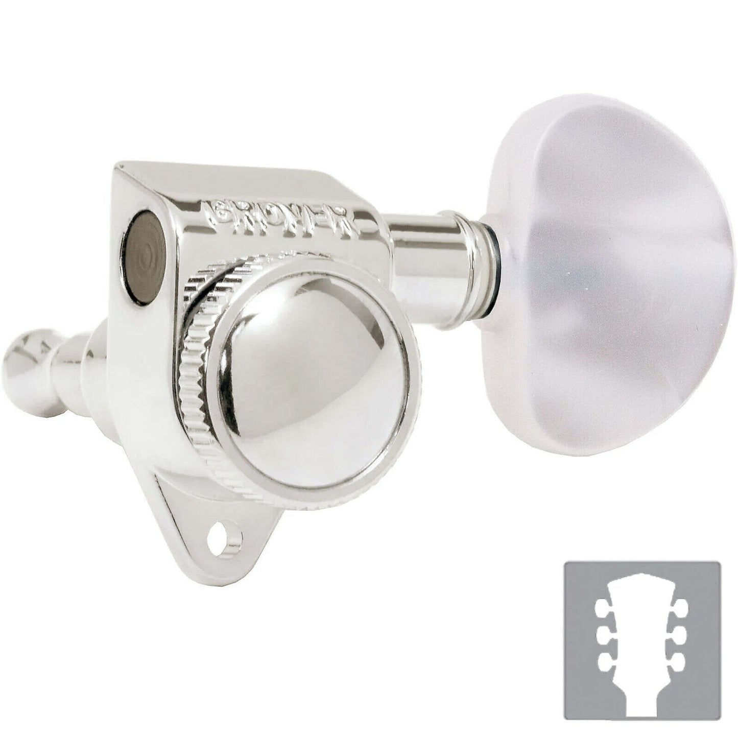 NEW Grover 502 LOCKING Tuners 3x3 Modern Gibson Les Paul PEARLOID Buttons NICKEL