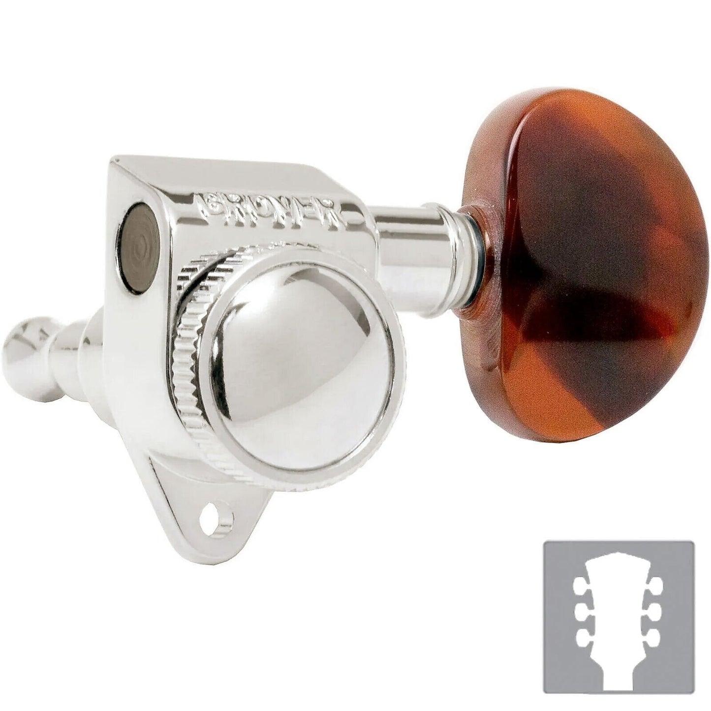 NEW Grover 502 LOCKING Tuners 3x3 Modern Gibson Les Paul TORTOISE Buttons NICKEL