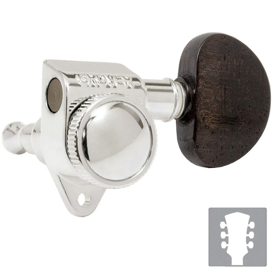 NEW Grover 502 LOCKING Tuners 3x3 Modern Gibson Les Paul EBONY Buttons NICKEL