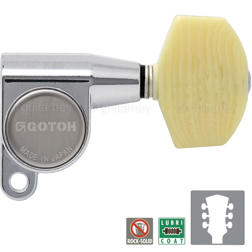 NEW Gotoh SG360-M01 L3+R3 Tuning Keys Set w/ LARGE IVORY Buttons 3x3 - CHROME