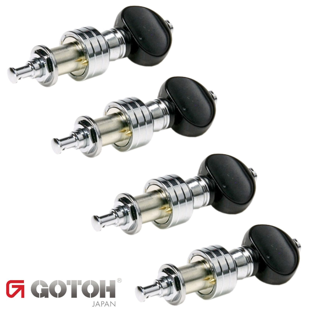 NEW Gotoh SPBJ-4-AIB Sealed PLANETARY Banjo Tuning Keys Black Knob - CHROME