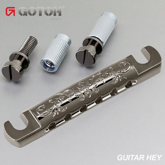 NEW GOTOH GE101A-LX01 Aluminum Stop Tailpiece Luxury Import Guitars, COSMO BLACK