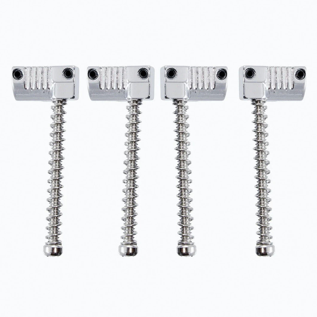 NEW Grooved OMEGA Replacement Bass Bridge Saddles fits Leo Quan Badass II CHROME