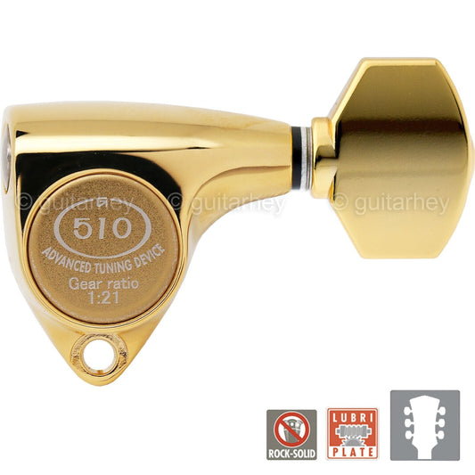 NEW Gotoh SGV510Z-A07 Tuners L3+R3 Set Aluminum Buttons 21:1 Gear Ratio 3x3 GOLD