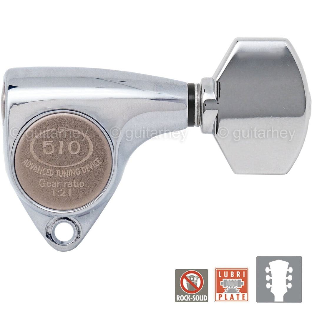 NEW Gotoh SGV510Z-A07 Tuners L3+R3 Set Aluminum Buttons 21:1 Ratio 3x3 - CHROME