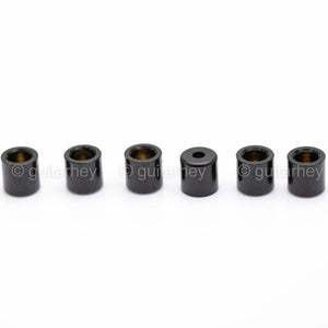 NEW (6) String Bushings Flush Fit Smooth Guitar Body Ferrules 3/8" Tele - BLACK