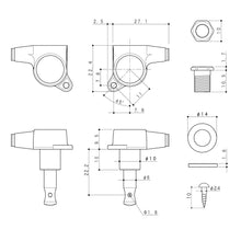 Carregar imagem no visualizador da galeria, NEW Gotoh SG381-07 Guitar Tuners 8-STRING In-Line Set Lefty/Reverse - BLACK