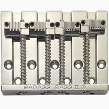 Load image into Gallery viewer, NEW Leo Quan® Badass II™ 4-String Bass Bridge - Grooved Saddles - NICKEL