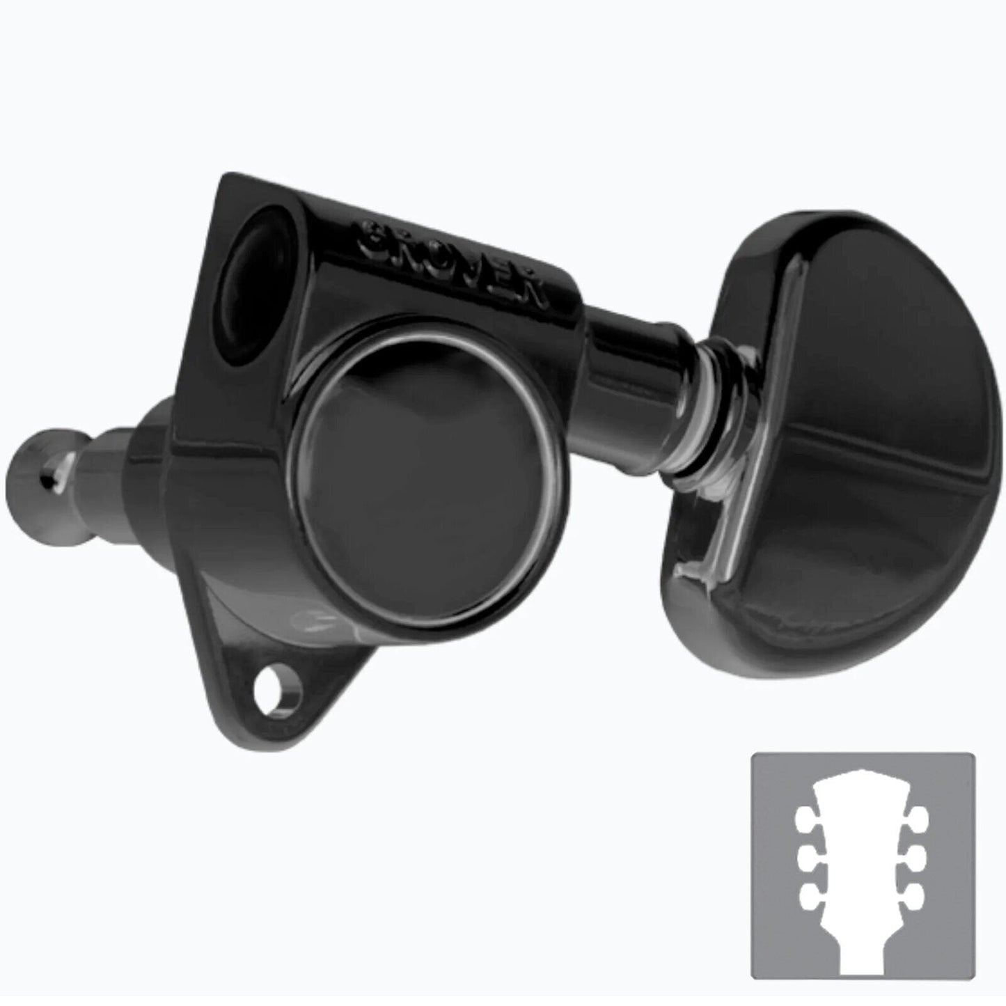 NEW Grover 102 Rotomatic Tuners w/ Large Dome Buttons Fits Gibson 3x3 - BLACK
