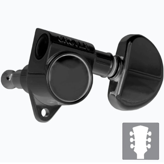 NEW Grover 102 Rotomatic Tuners w/ Large Dome Buttons Fits Gibson 3x3 - BLACK